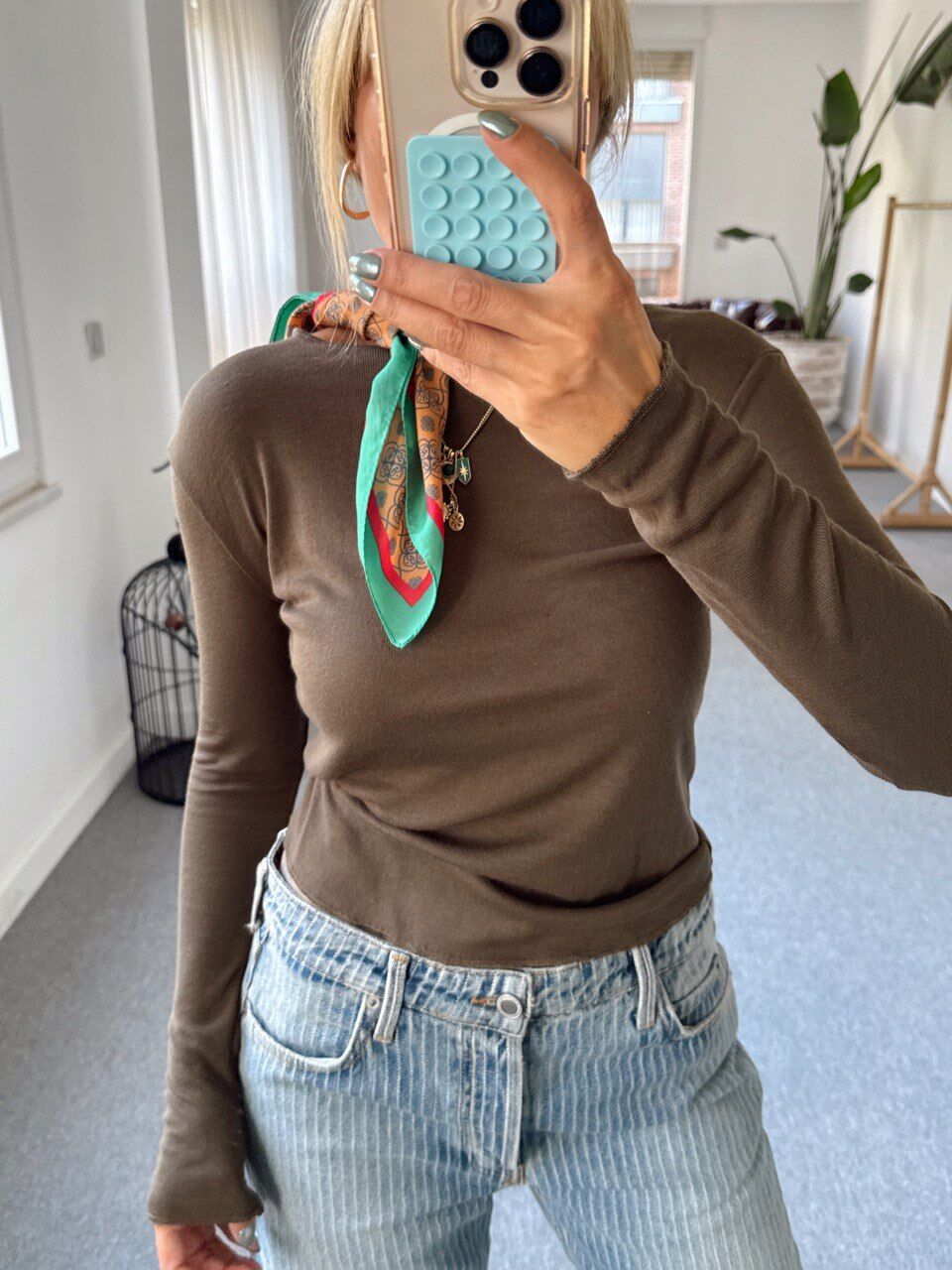 KAHVE SONSUZ KUMAŞ BLUZ