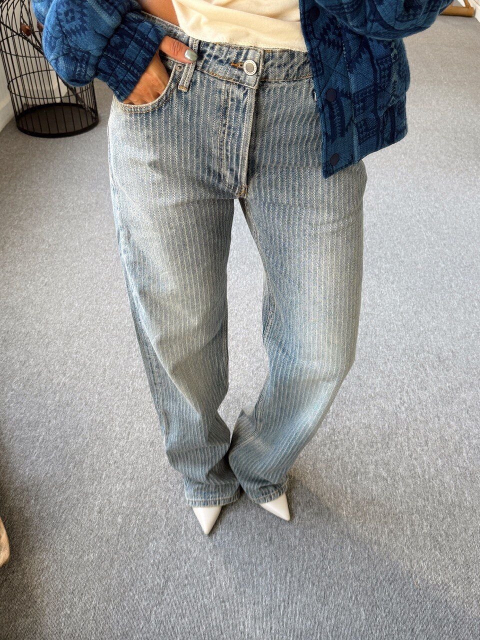 ÇİZGİLİ ARA BEL DENIM JEAN