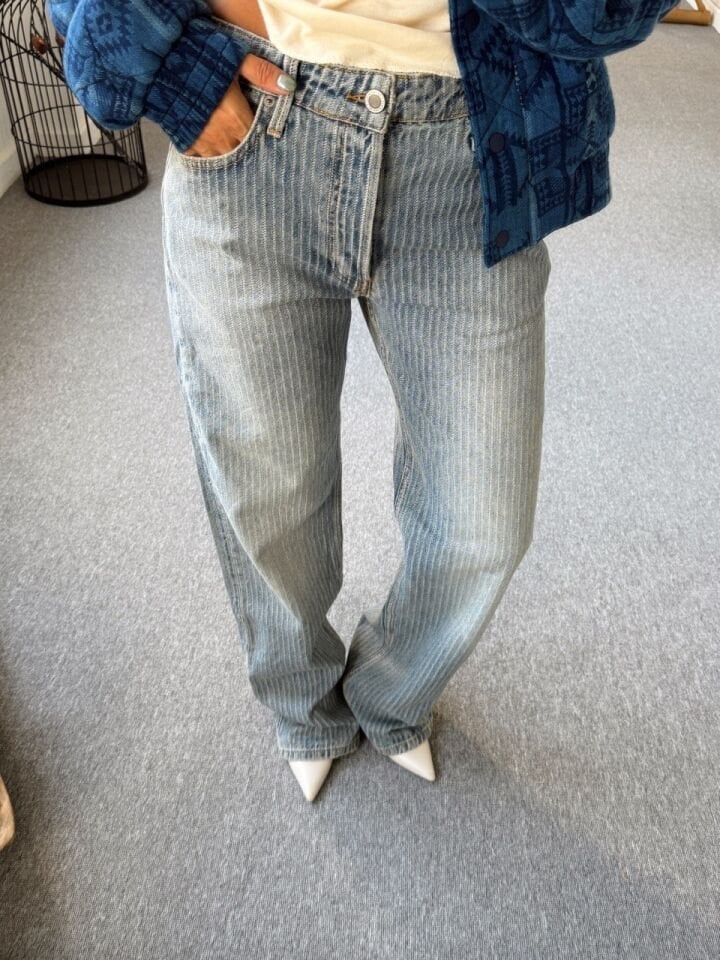 ÇİZGİLİ ARA BEL DENIM JEAN