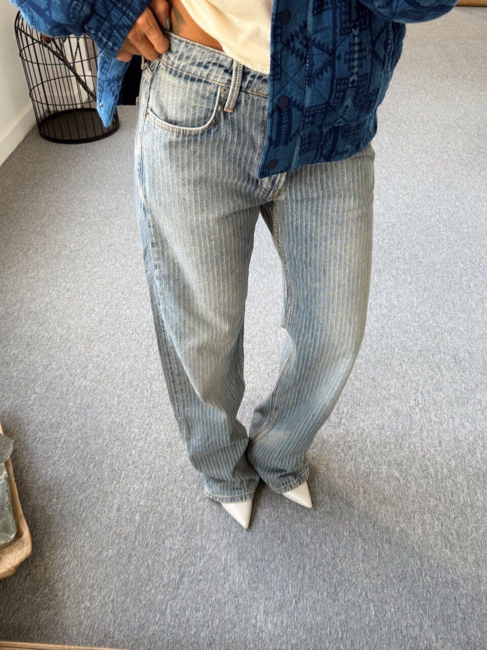 ÇİZGİLİ ARA BEL DENIM JEAN