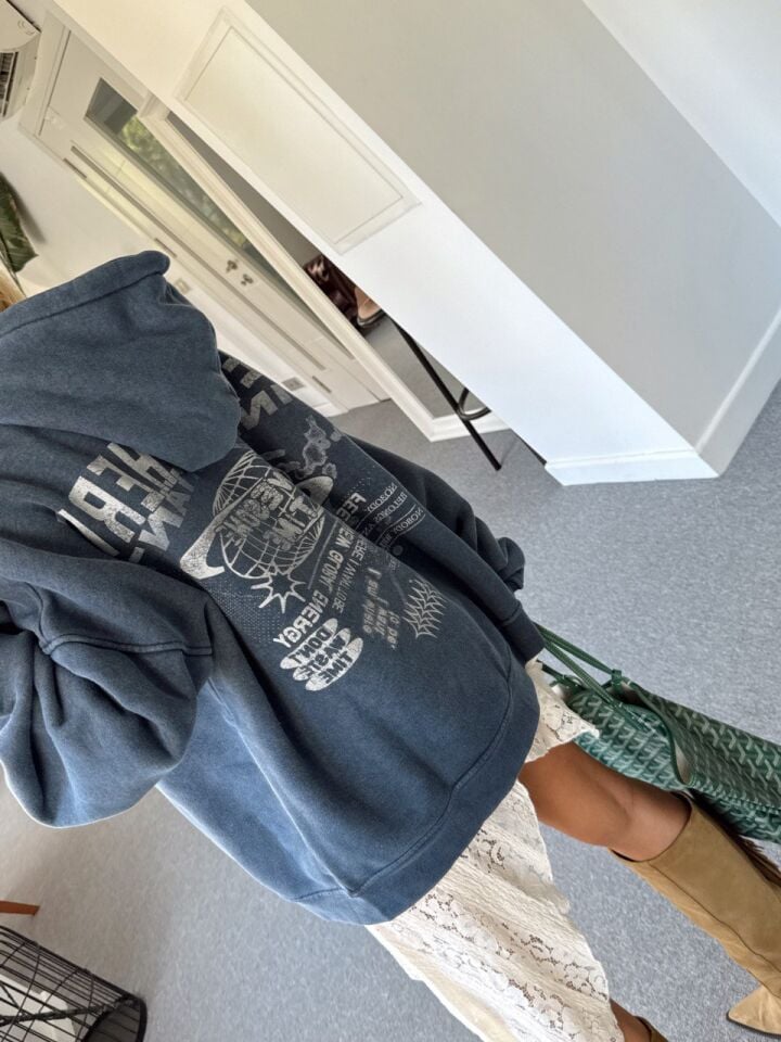 LACİVERT EVERYWHERE BASKILI SWEATSHIRT