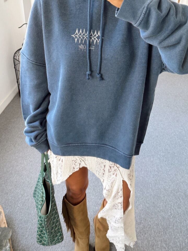 LACİVERT EVERYWHERE BASKILI SWEATSHIRT