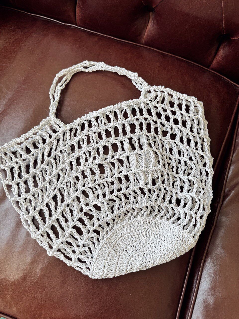 BEYAZ ÖRGÜ DOKULU ÇANTA