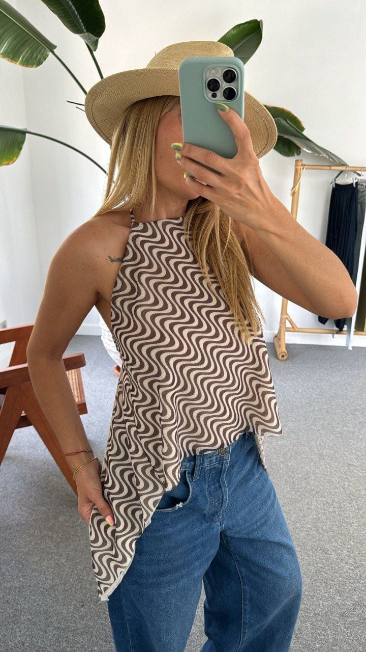 HALTER YAKA SIRT DETAY BLUZ