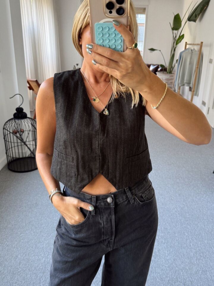 ÇİZGİLİ İTHAL YELEK