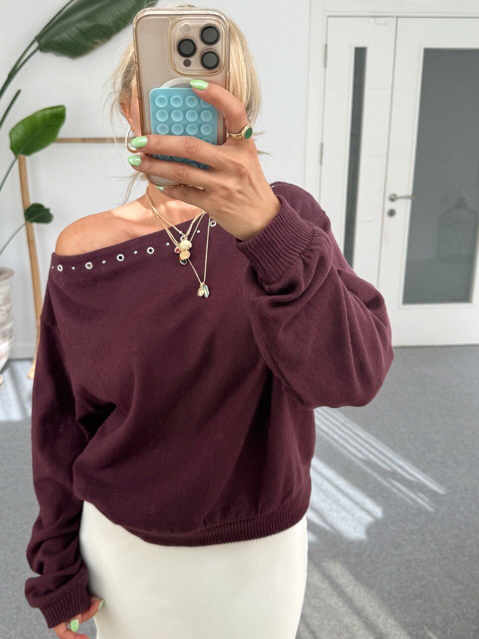 BORDO KUŞGÖZÜ DETAY TRİKO