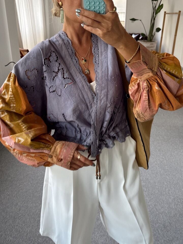 ETNİK YALDIZLI DESEN KRUVAZE İTHAL CEKET