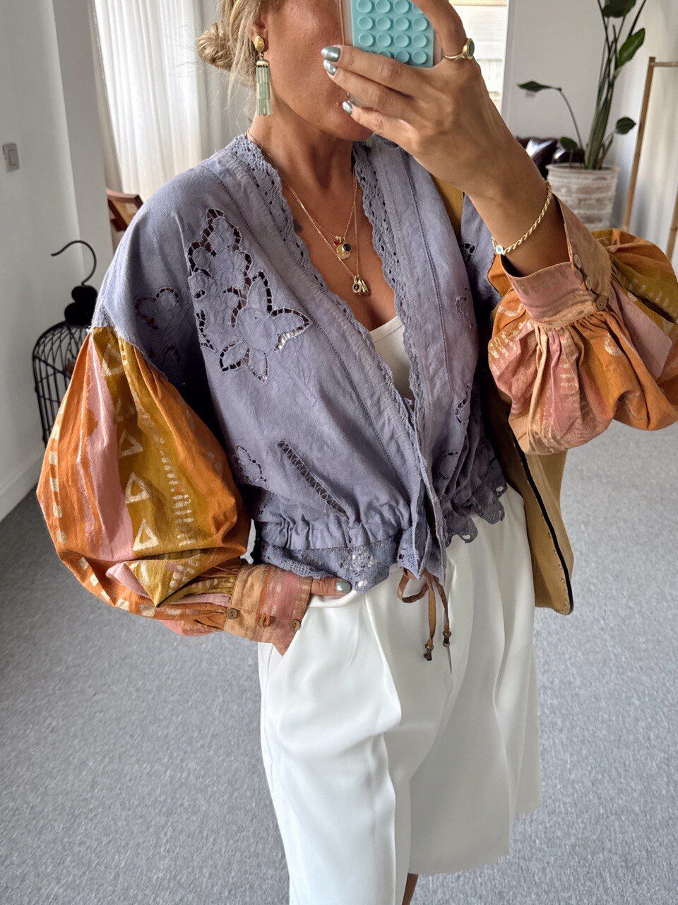 ETNİK YALDIZLI DESEN KRUVAZE İTHAL CEKET