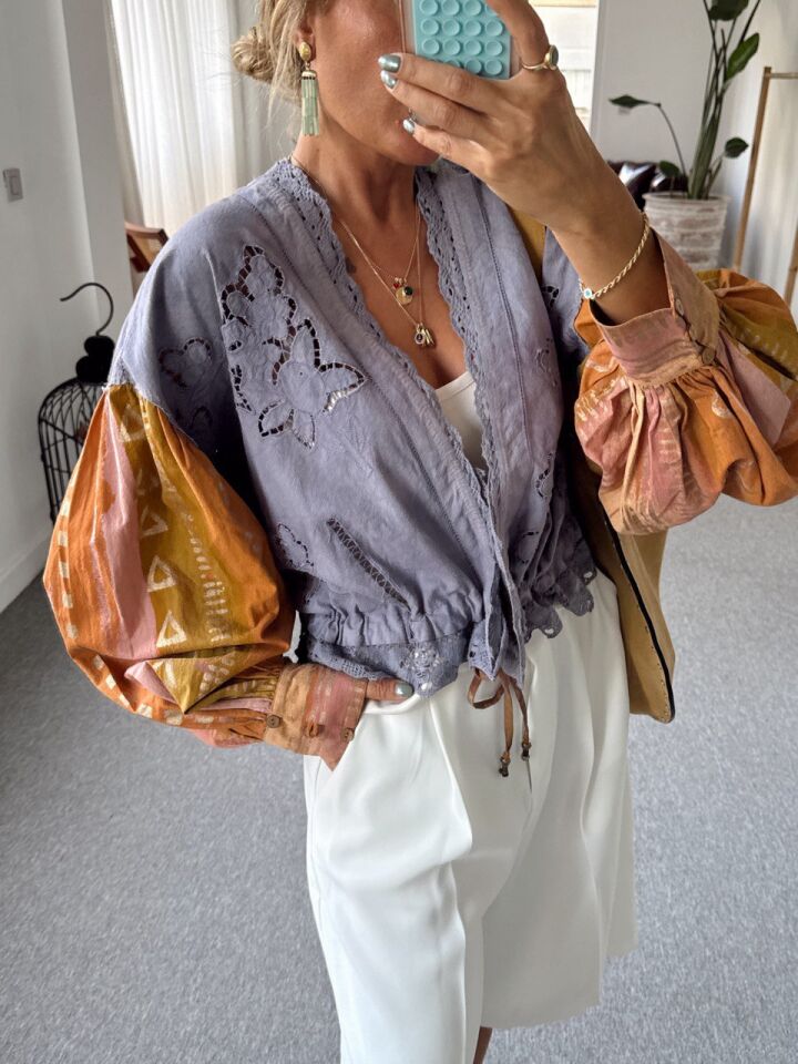 ETNİK YALDIZLI DESEN KRUVAZE İTHAL CEKET