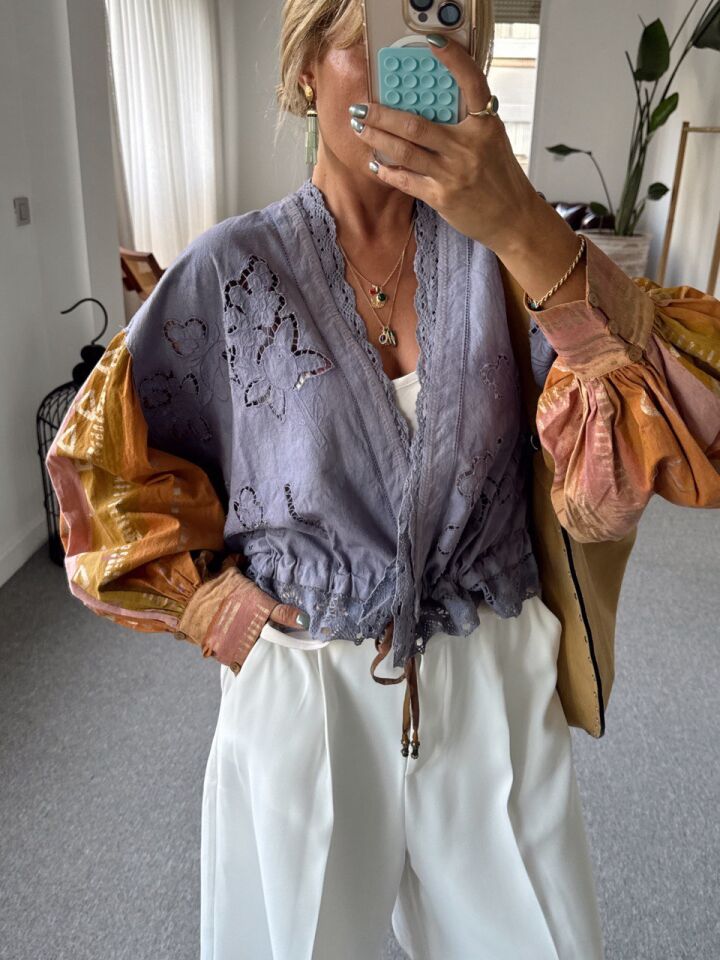 ETNİK YALDIZLI DESEN KRUVAZE İTHAL CEKET