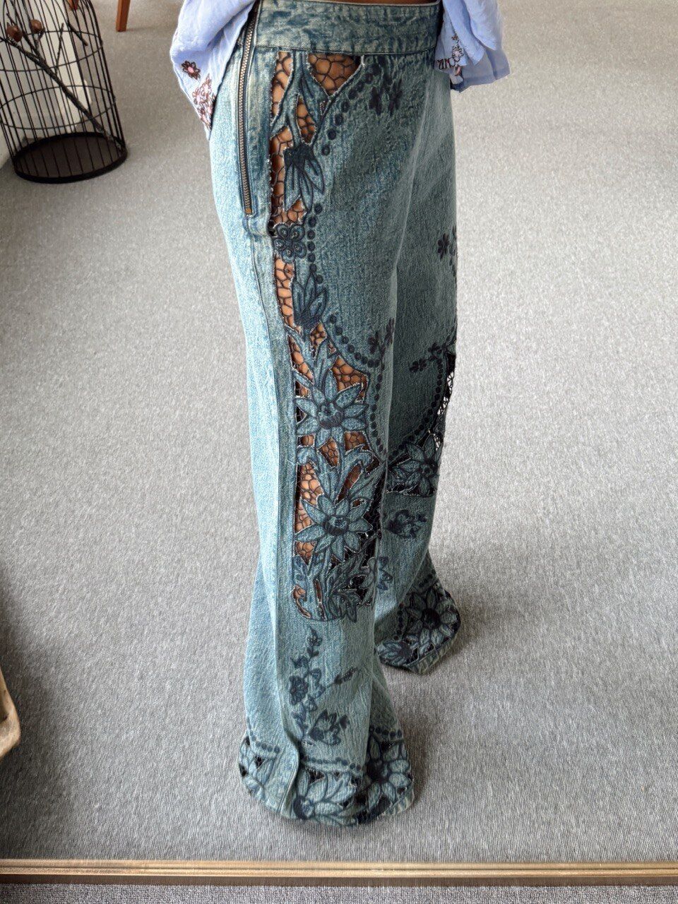 DENİM DANTEL DETAY İTHAL PANTOLON