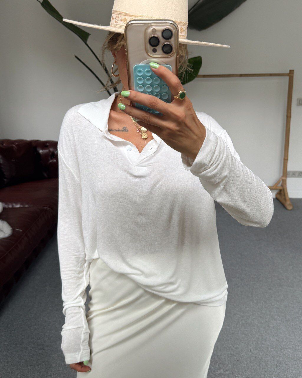 BEYAZ POLO YAKA İNCE TRİKO