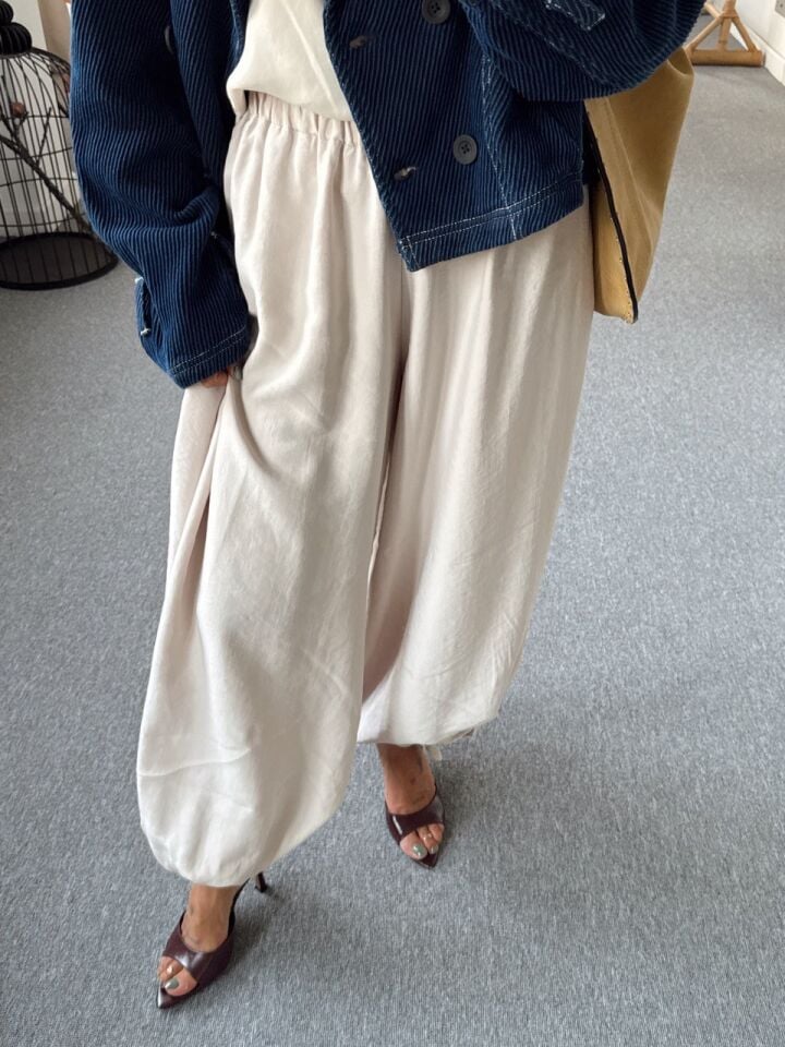 BEJ TENSEL ŞALVAR PANTOLON