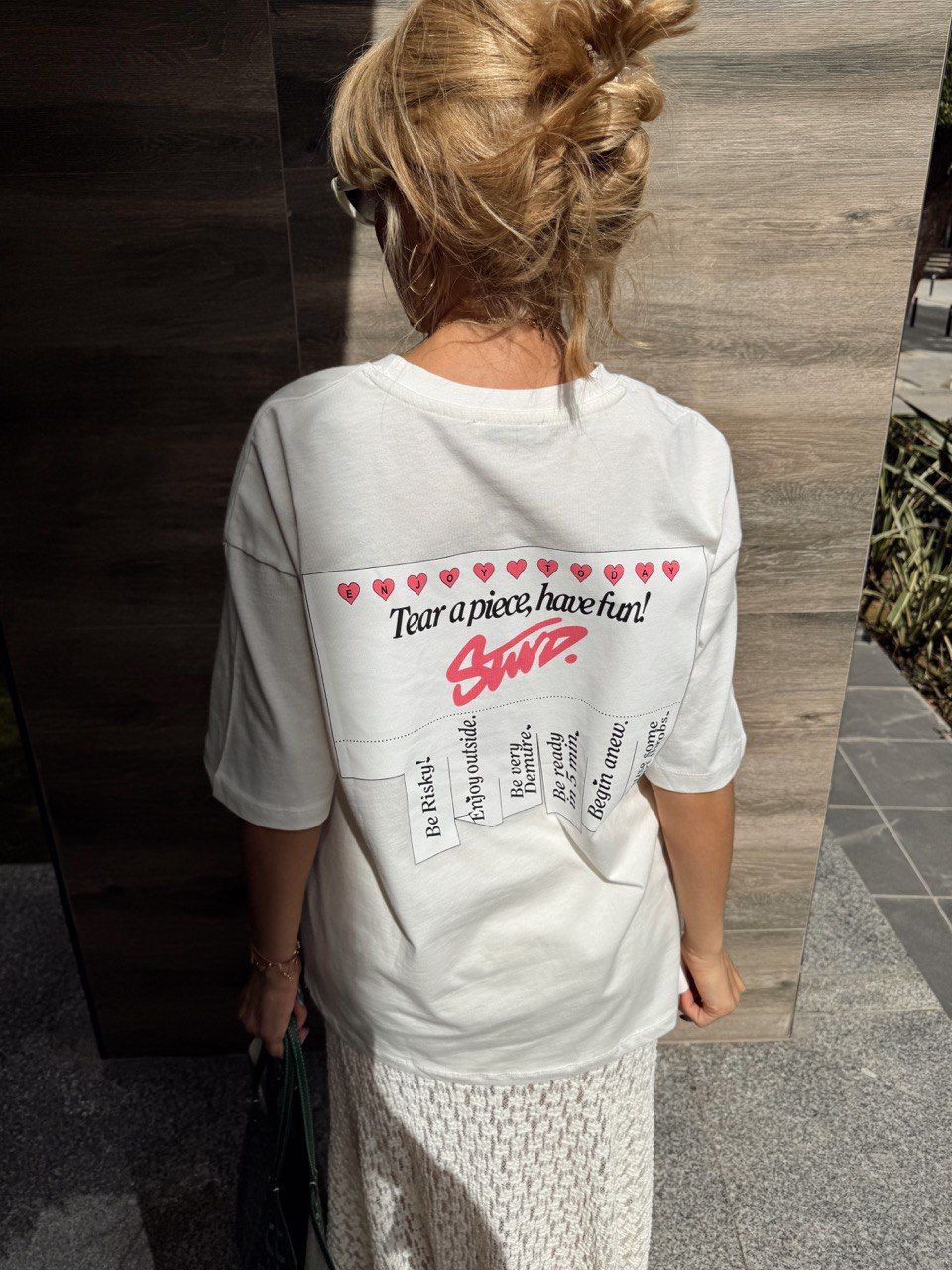 PEMBE KALP BASKILI TSHIRT