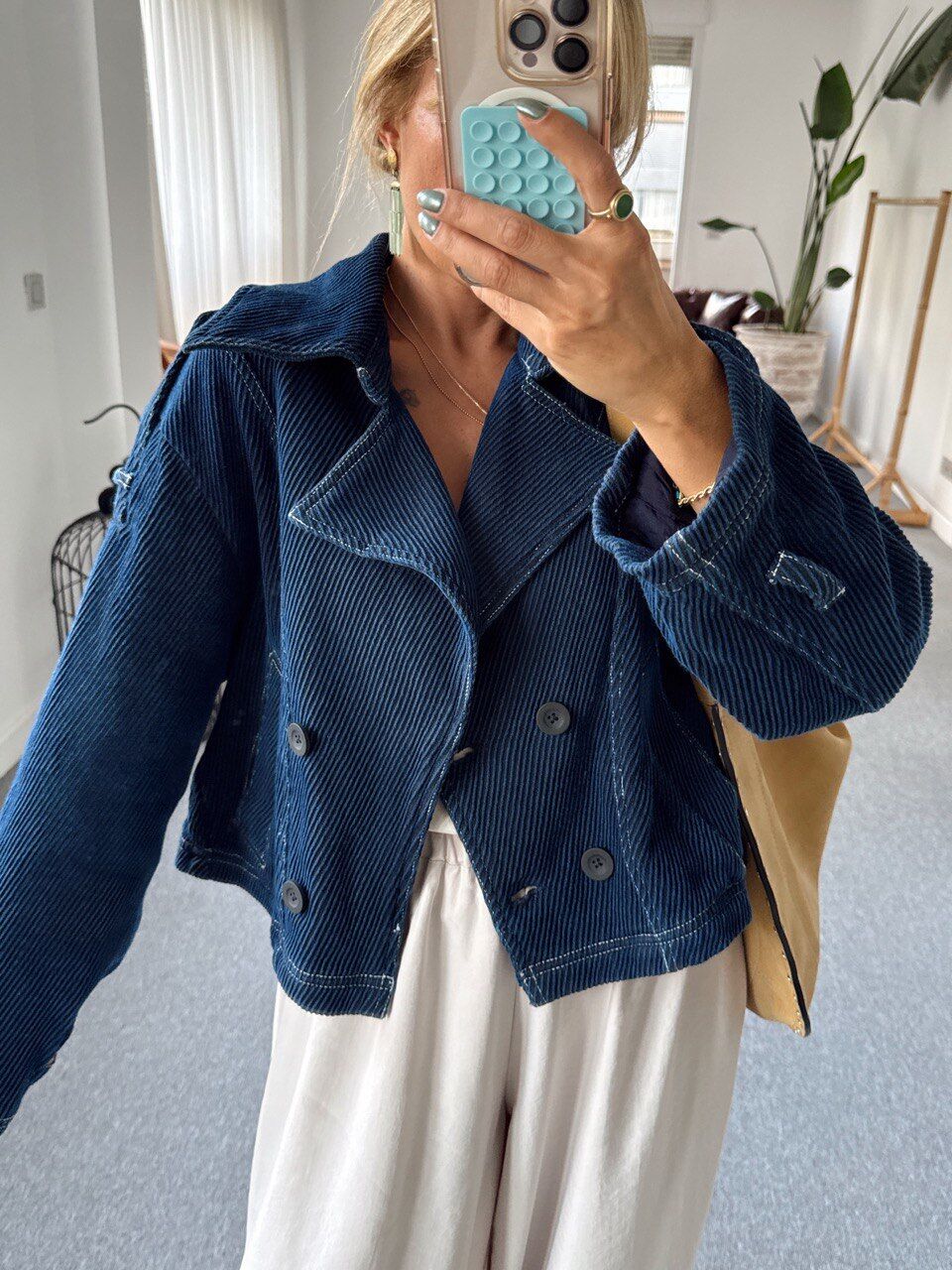 LACİVERT FİTİLLİ İTHAL CEKET