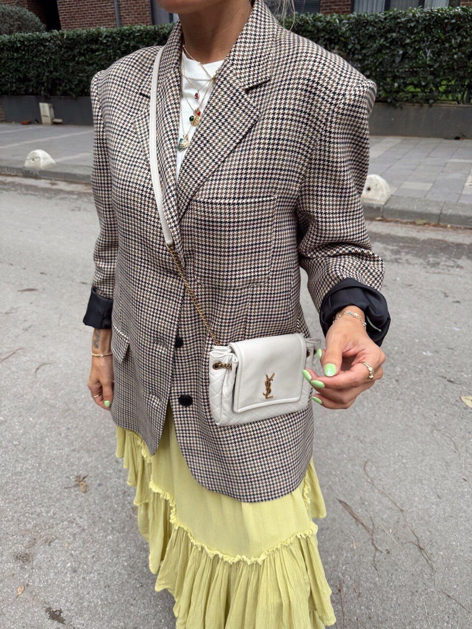 KAHVE EKOSE BLAZER CEKET