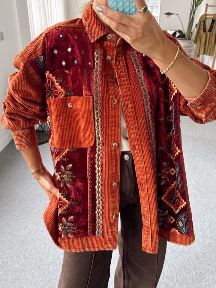 BAKIR KADİFE İŞLEMELİ İTHAL CEKET GÖMLEK