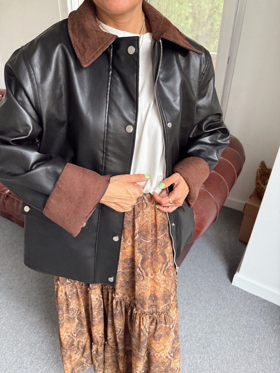 DERİ KONTRAST YAKA PARKA