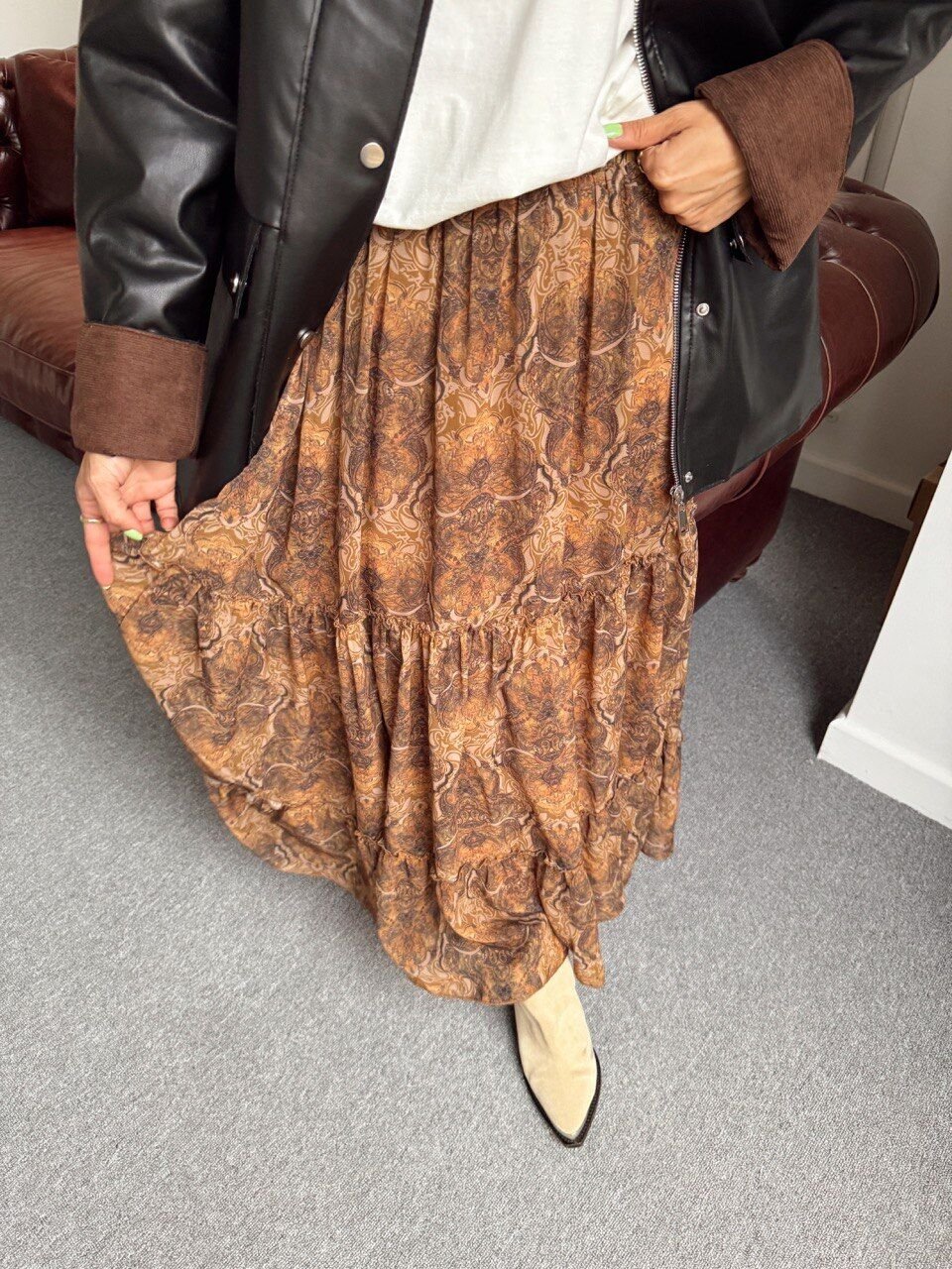 ŞİFON ASTARLI MAXI ETEK