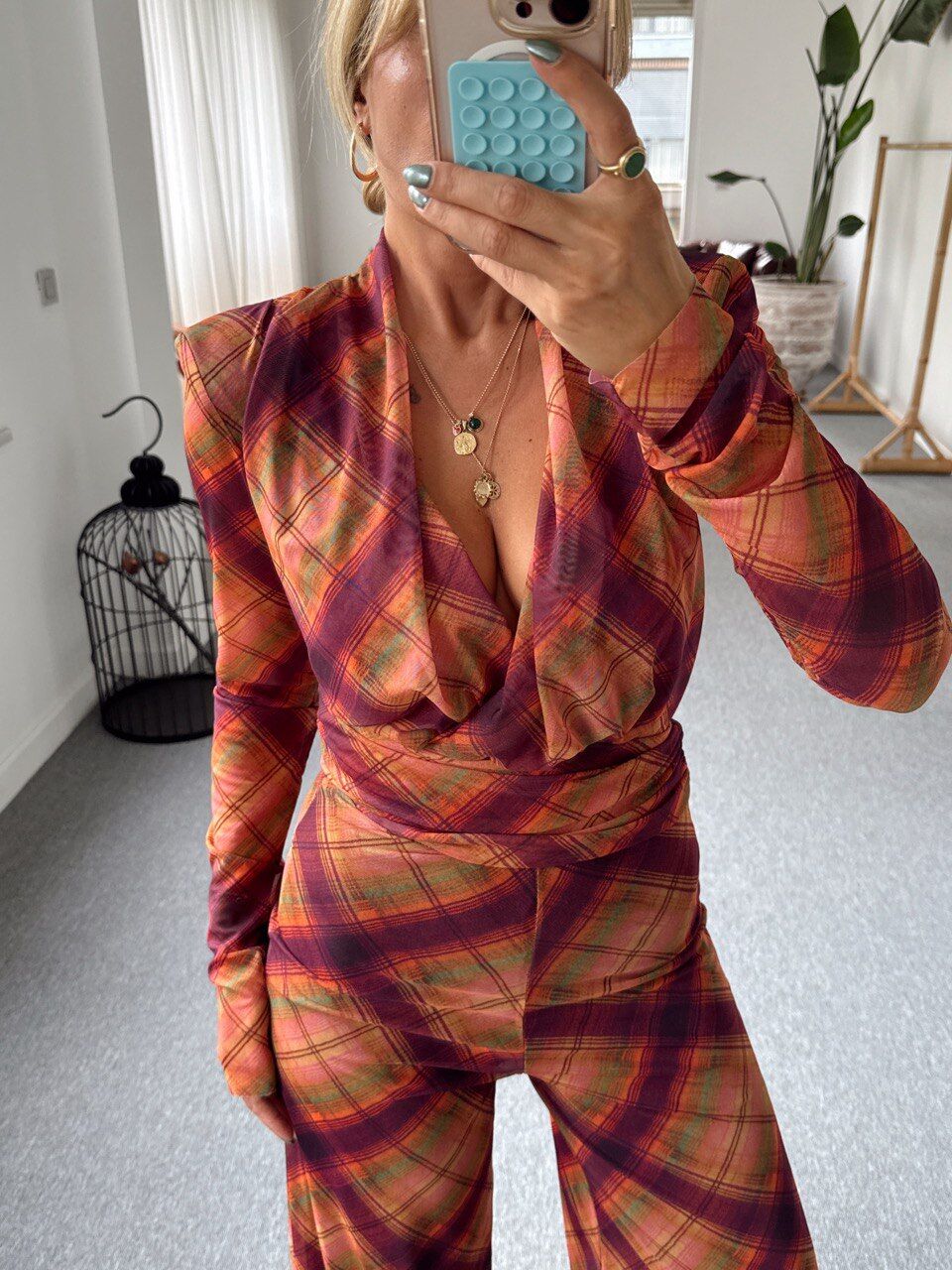 EKOSE DESEN VATKALI KRUVAZE BLUZ