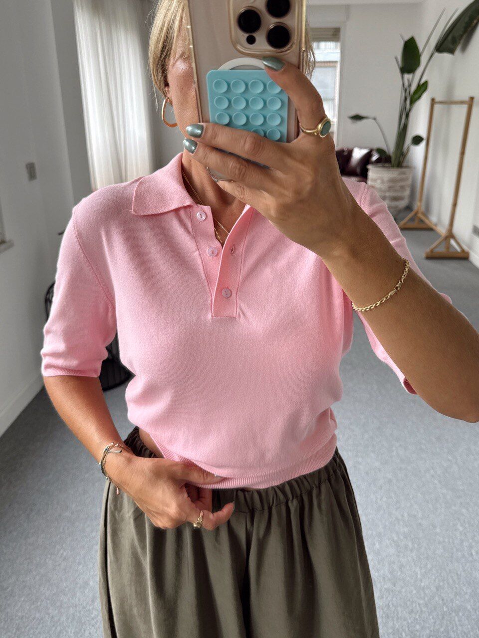 PEMBE POLO YAKA TRİKO