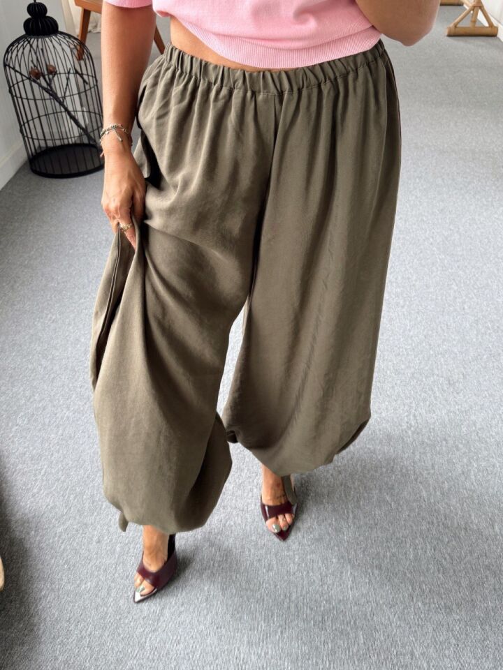 HAKİ TENSEL ŞALVAR PANTOLON