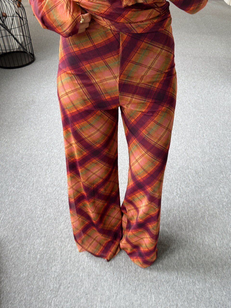 EKOSE DESEN ASTARLI TÜL PANTOLON