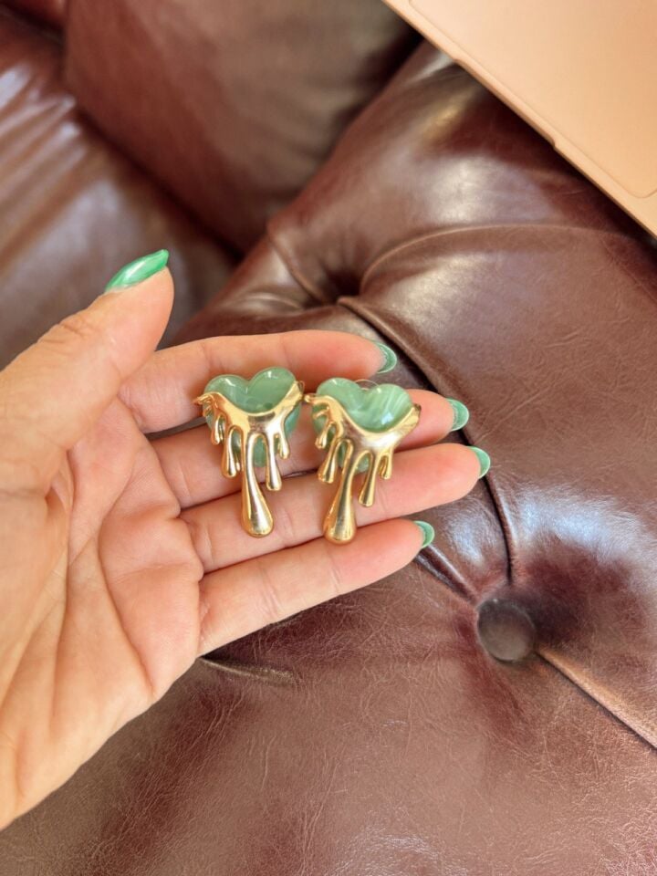 YEŞİL TAŞLI GOLD KÜPE