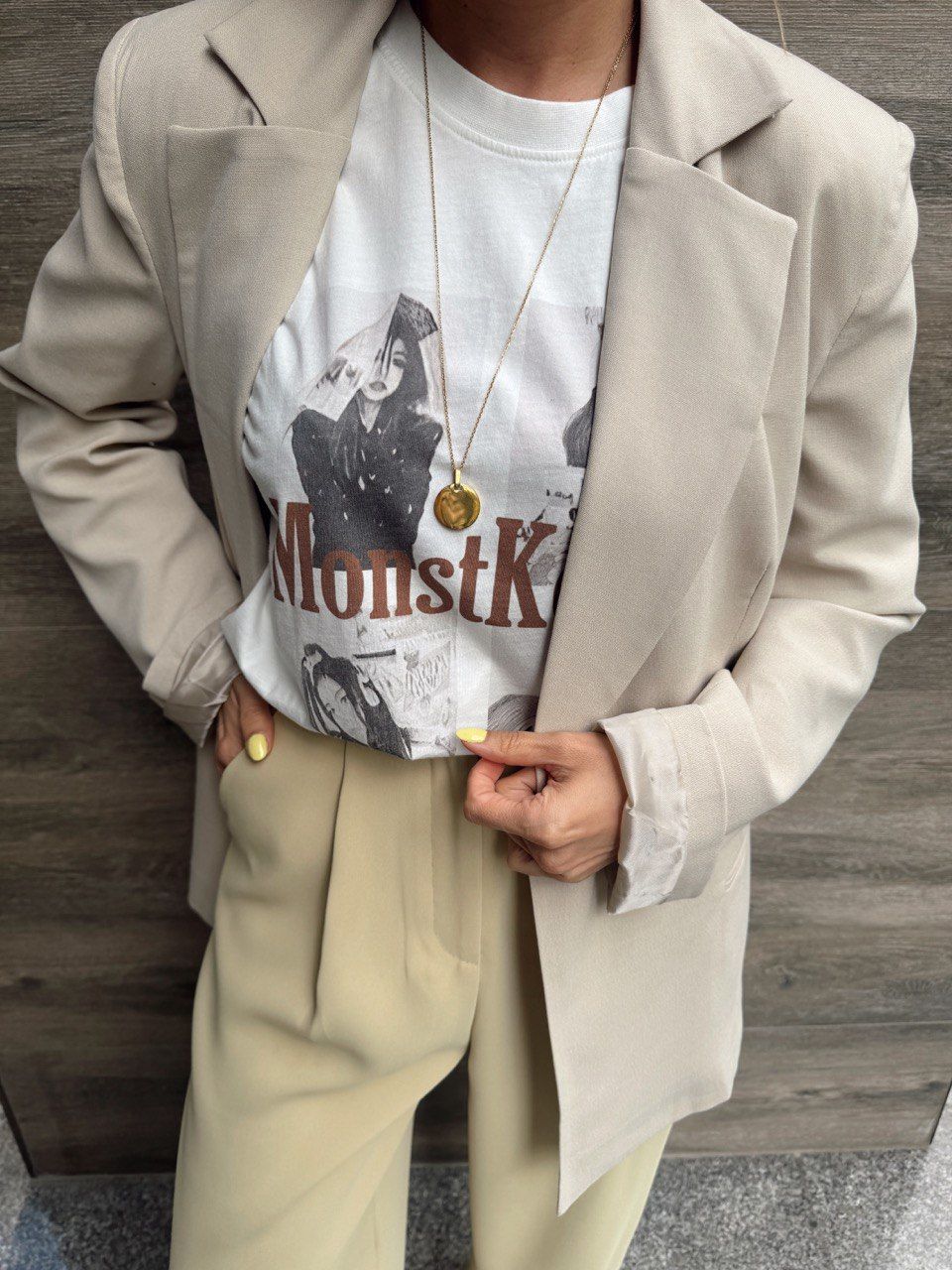 BEJ BELE OTURMALI BLAZER CEKET