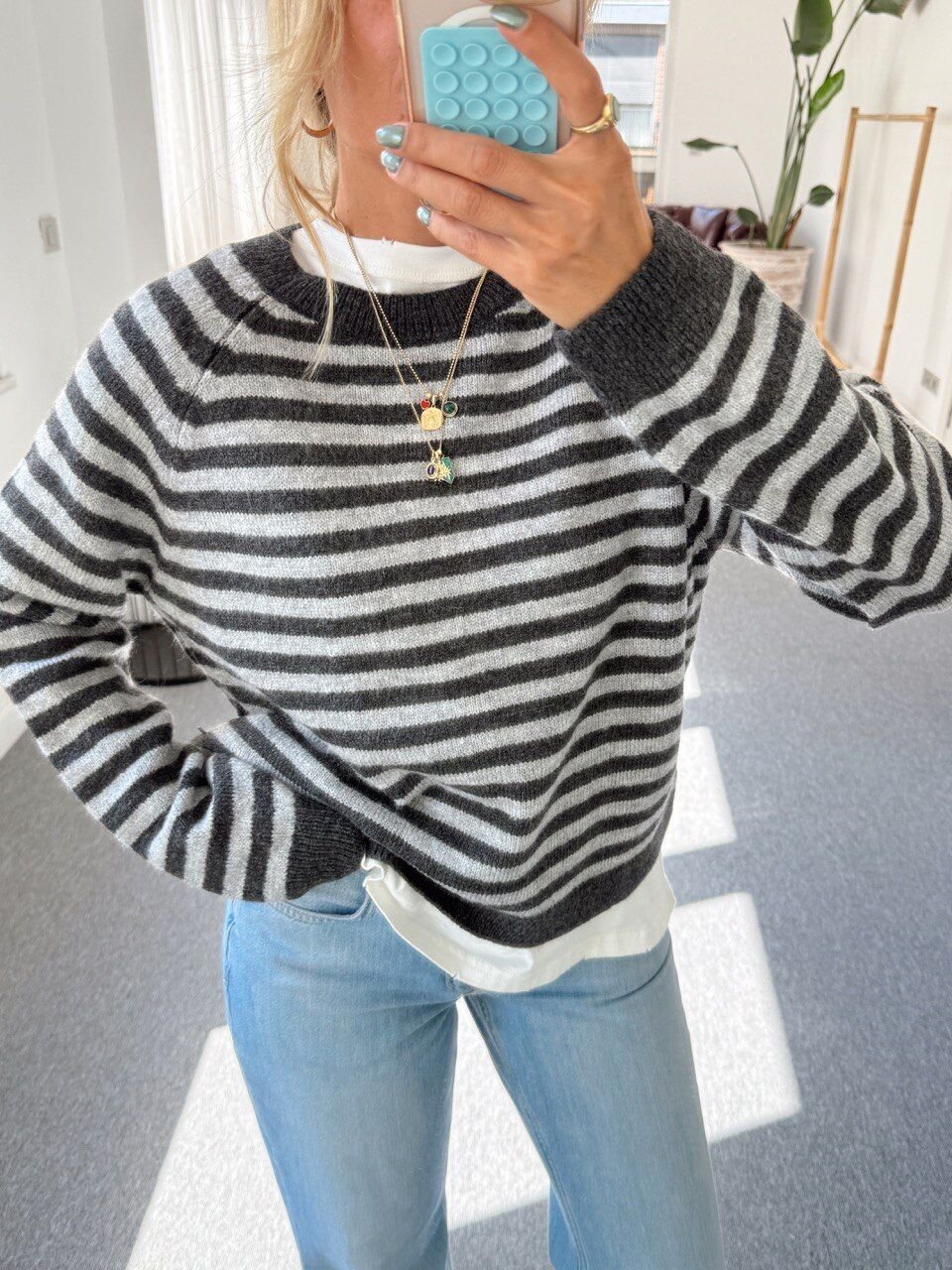 GRİ-ANTRASİT ÇİZGİLİ TRİKO