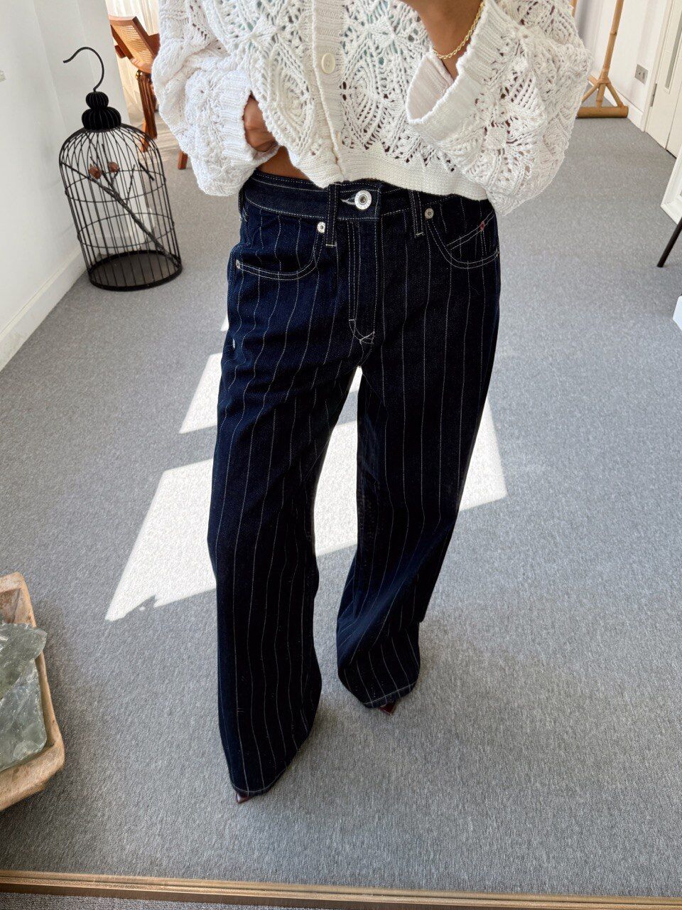 LACİVERT ÇİZGİLİ DENIM JEAN