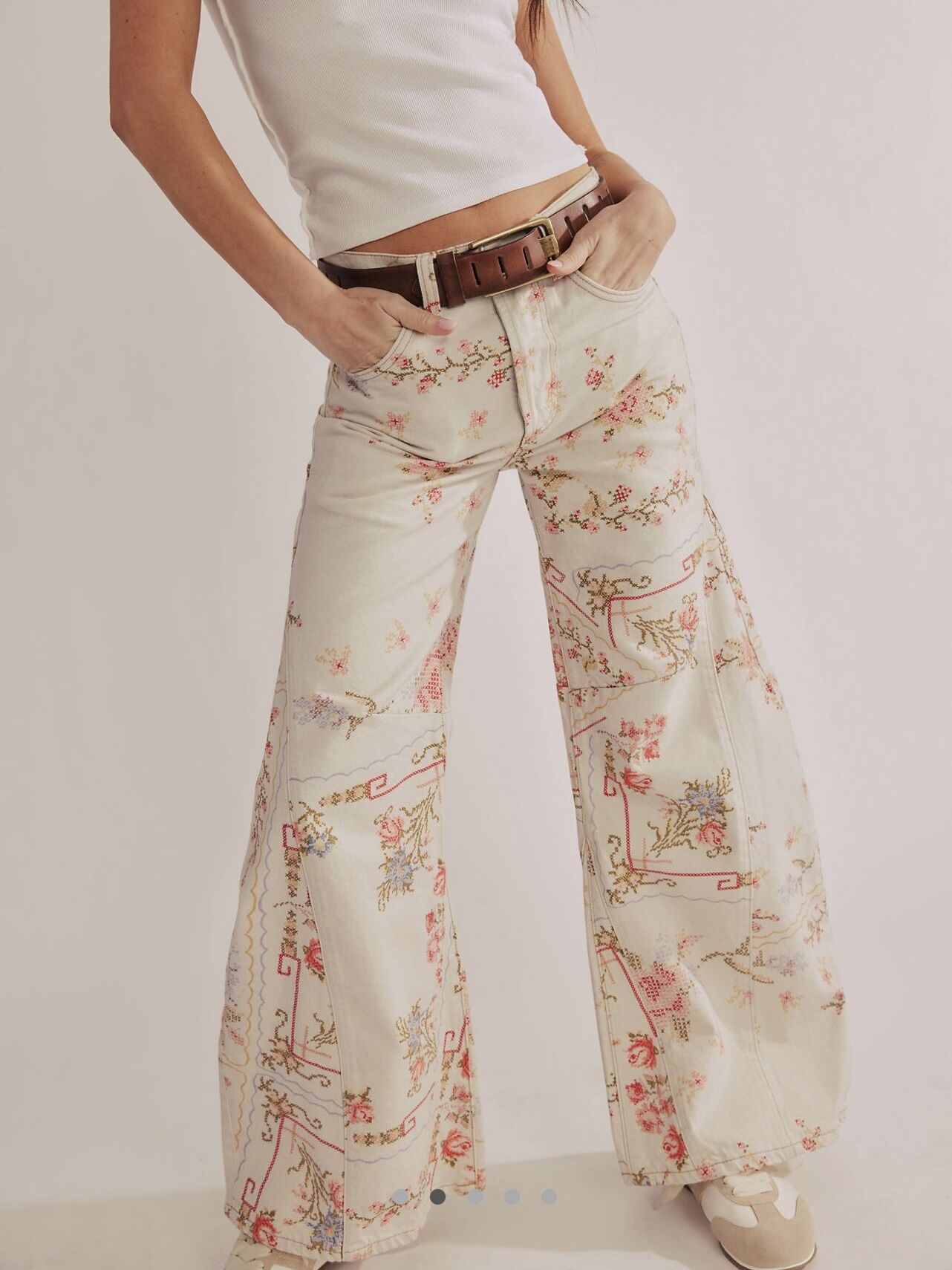 ÇİÇEK DESEN YÜKSEK BEL SLOUCHY JEAN