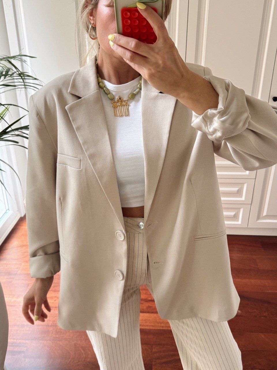 BEJ OVERSIZE ASTARLI BLAZER CEKET