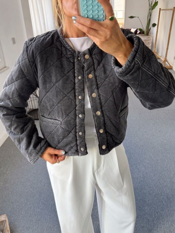 DENIM KAPITONE CEKET