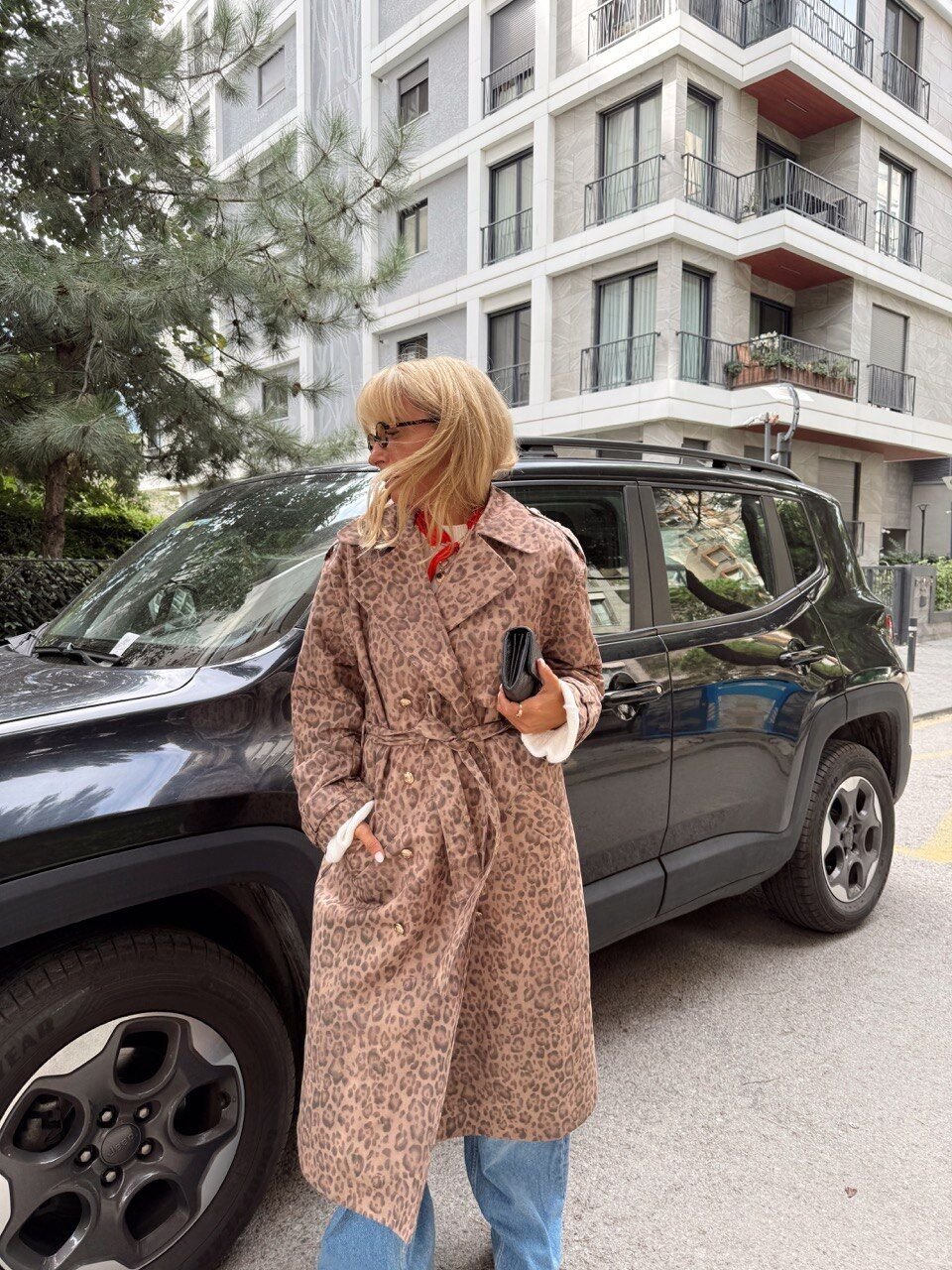 LEOPAR KEMERLİ TRENÇKOT