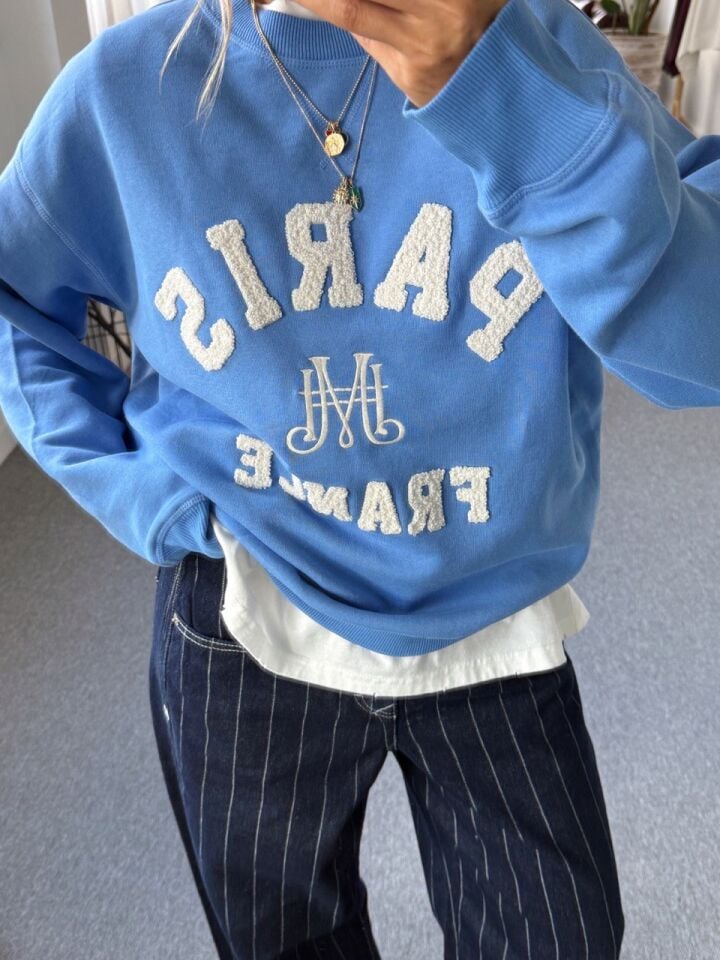 MAVİ PARİS BASKILI SWEATSHIRT