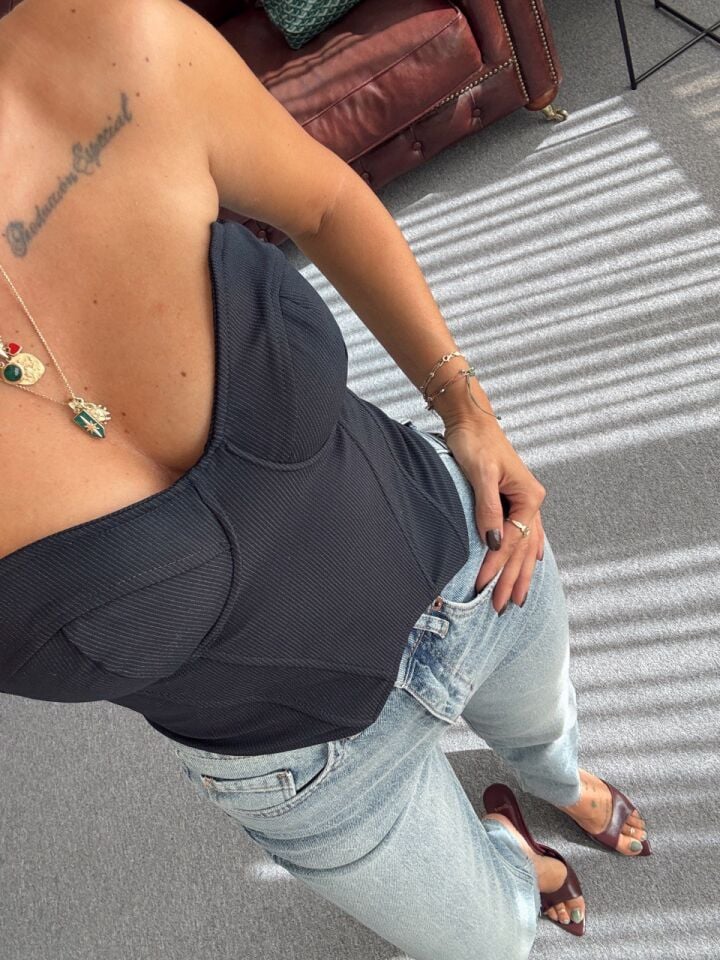 KOYU LACİVERT ÇİZGİLİ KORSE