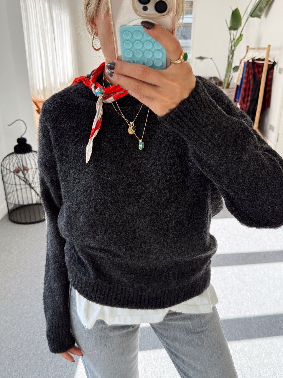 ANTRASİT BİSİKLET YAKA BUKLET KAZAK