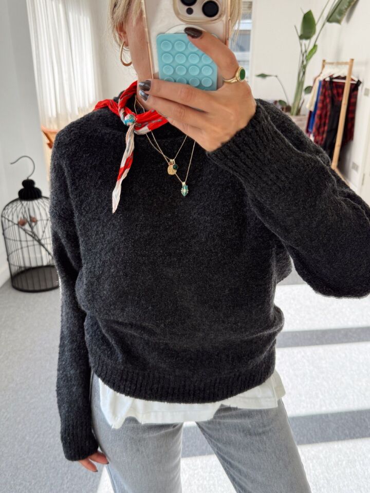 ANTRASİT BİSİKLET YAKA BUKLET KAZAK