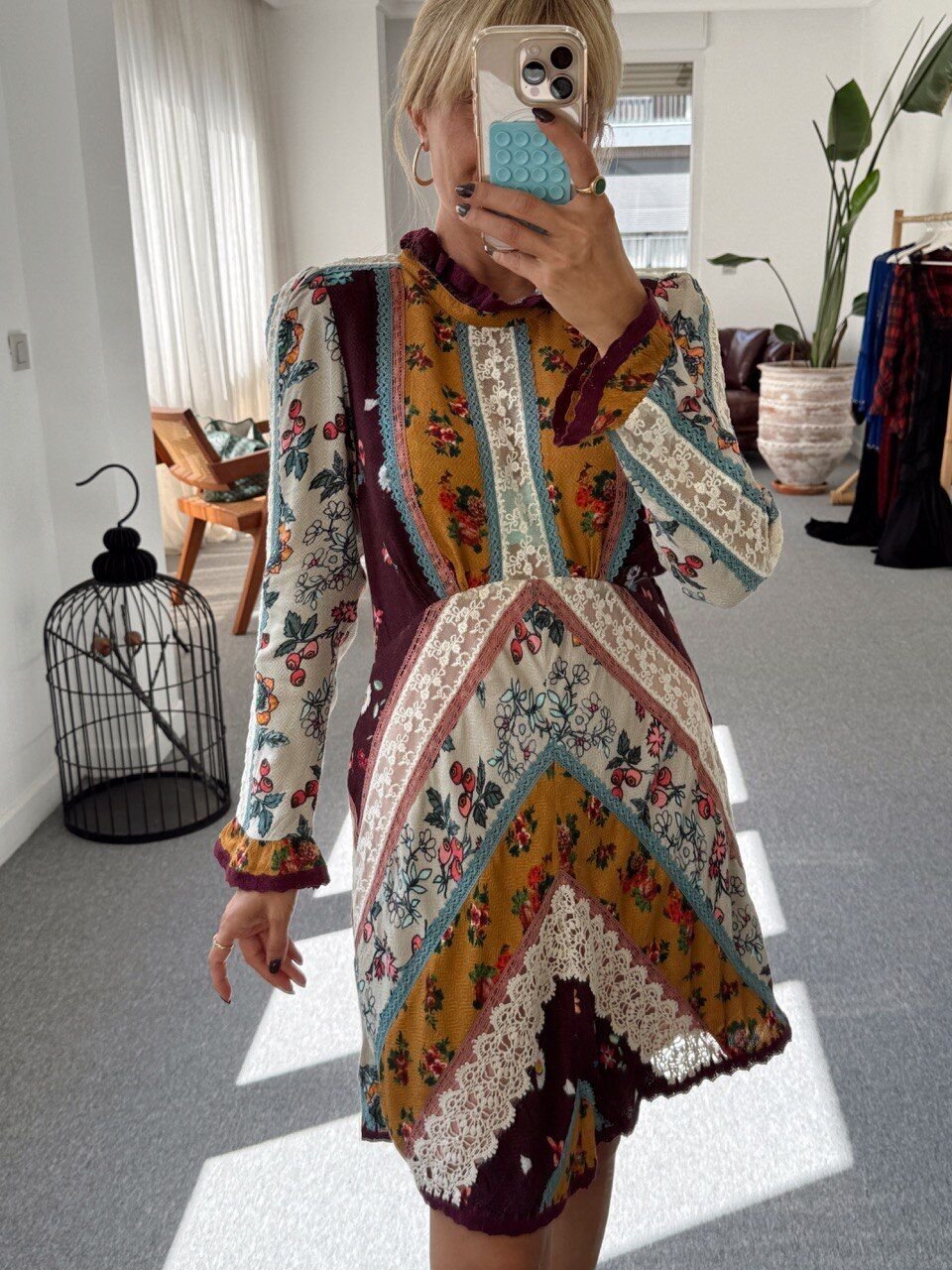 PATCH WORK DESEN İŞLEMELİ İTHAL ELBİSE