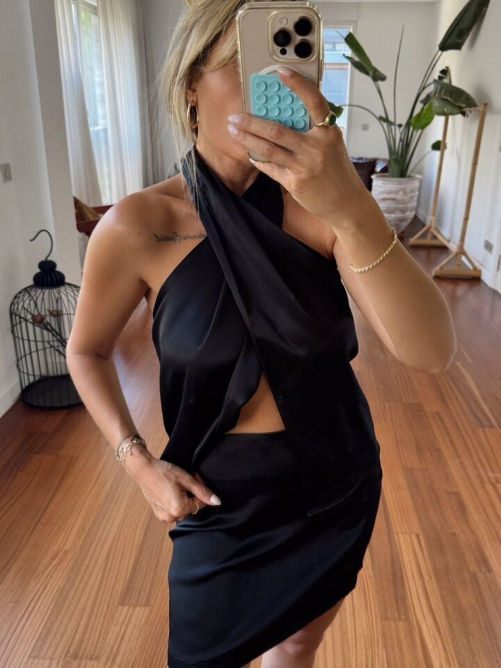 SİYAH SATEN TOP ETEK TAKIM