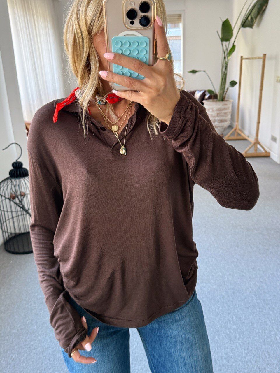 KAHVERENGİ POLO YAKA İNCE TRİKO