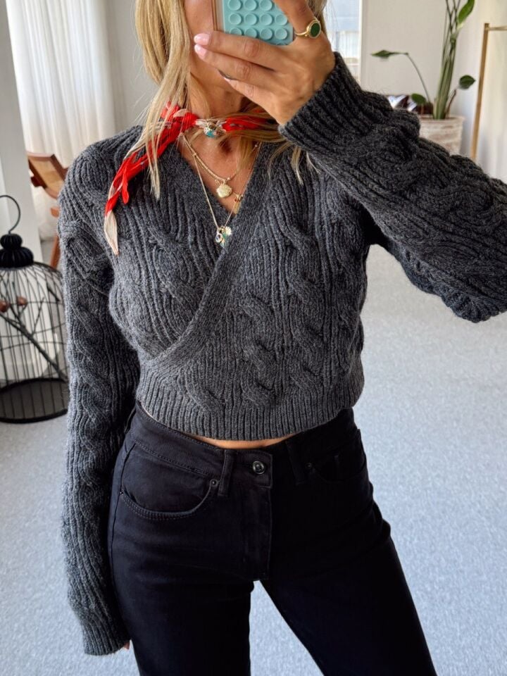 ANTRASİT KRUVAZE KISA KAZAK