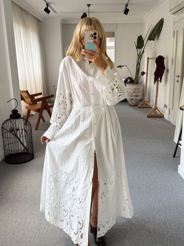 POPLİN KUMAŞ GÜPÜR İTHAL ELBİSE