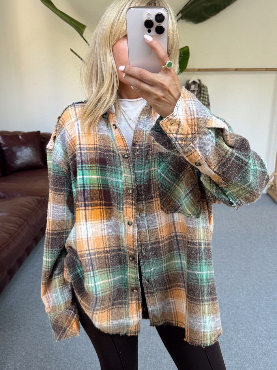 AÇIK TURUNCU EKOSELİ ODUNCU İTHAL GÖMLEK