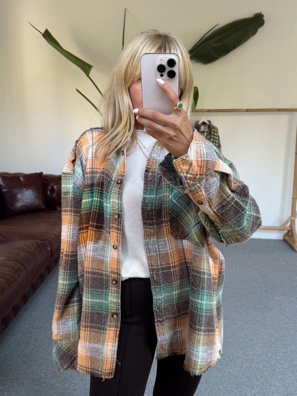 AÇIK TURUNCU EKOSELİ ODUNCU İTHAL GÖMLEK