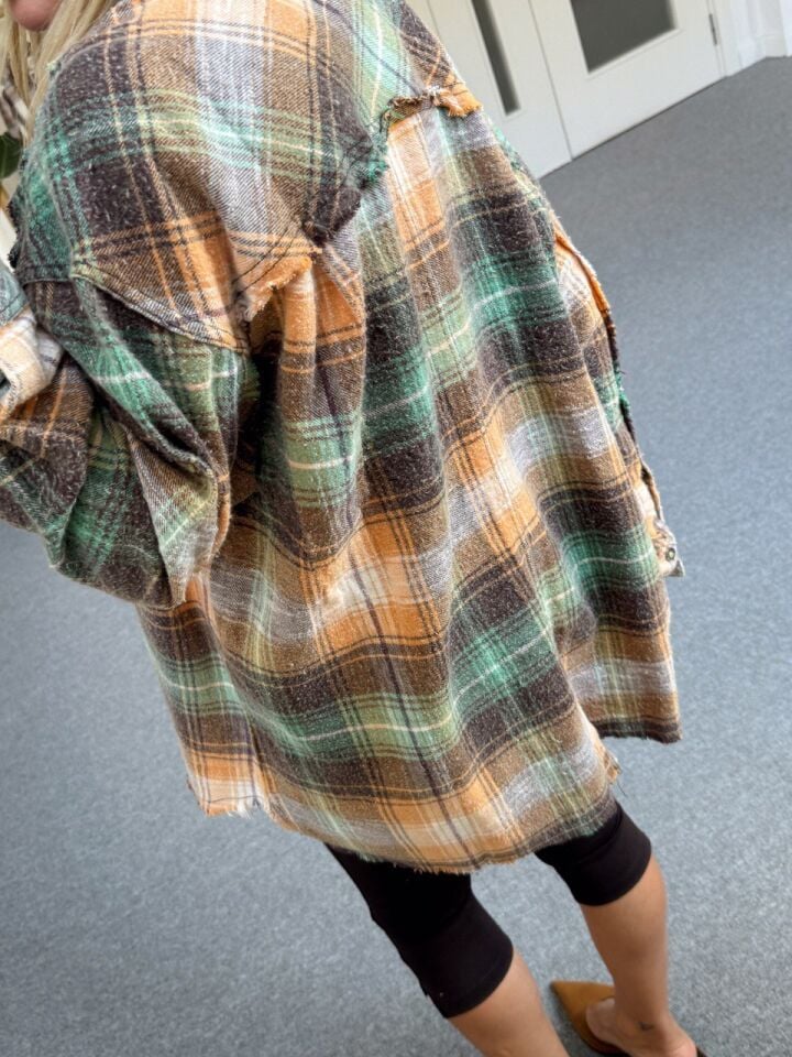 AÇIK TURUNCU EKOSELİ ODUNCU İTHAL GÖMLEK