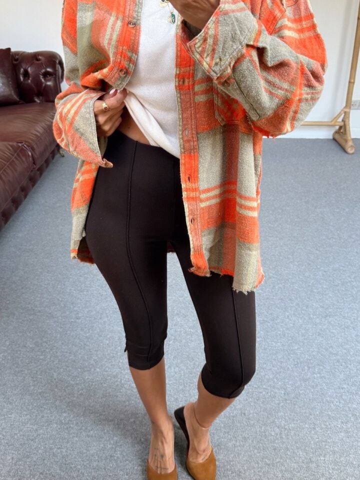 KAHVERENGİ DİKİŞLİ KAPRİ TAYT