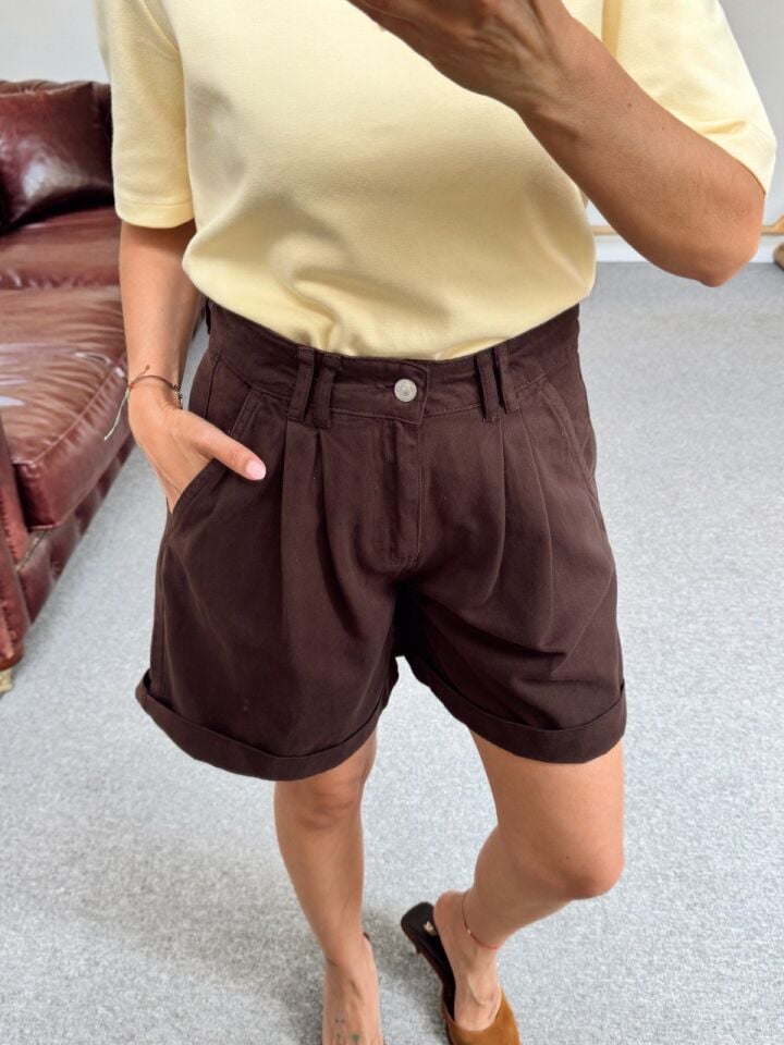 KAHVE PİLİ DETAY ŞORT