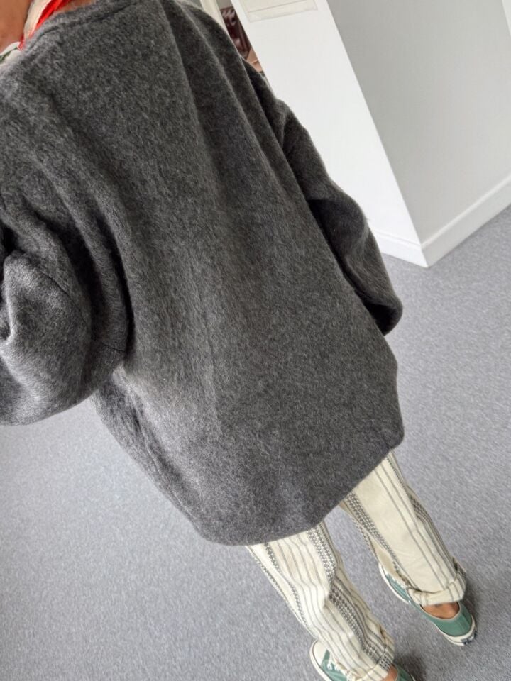 ANTRASİT TİFTİK KARIŞIMLI YÜN HIRKA (ÖN SİPARİŞ)